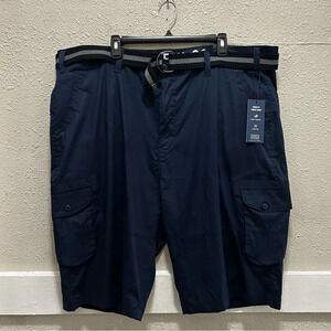 Kenneth Cole Men's Mobility Tech Cargo Navy Shorts NWT With Belt Size 46